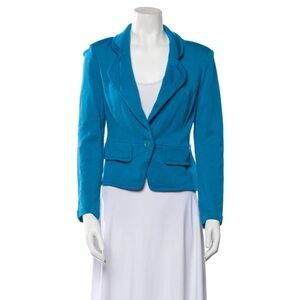 • St. John • Women’s One Button Blazer Bright Blue Size 4 Wool Jersey